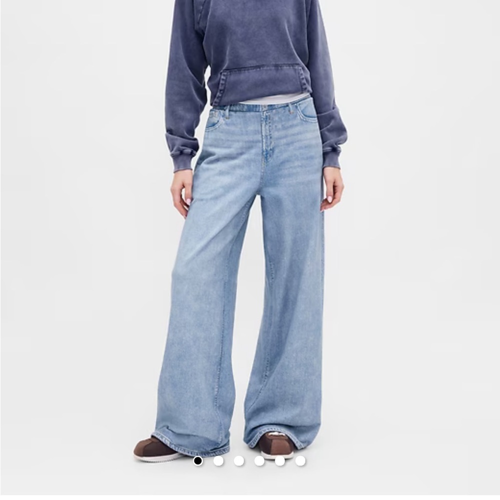 GAP Light Blue Wide Leg Denim Track Pants